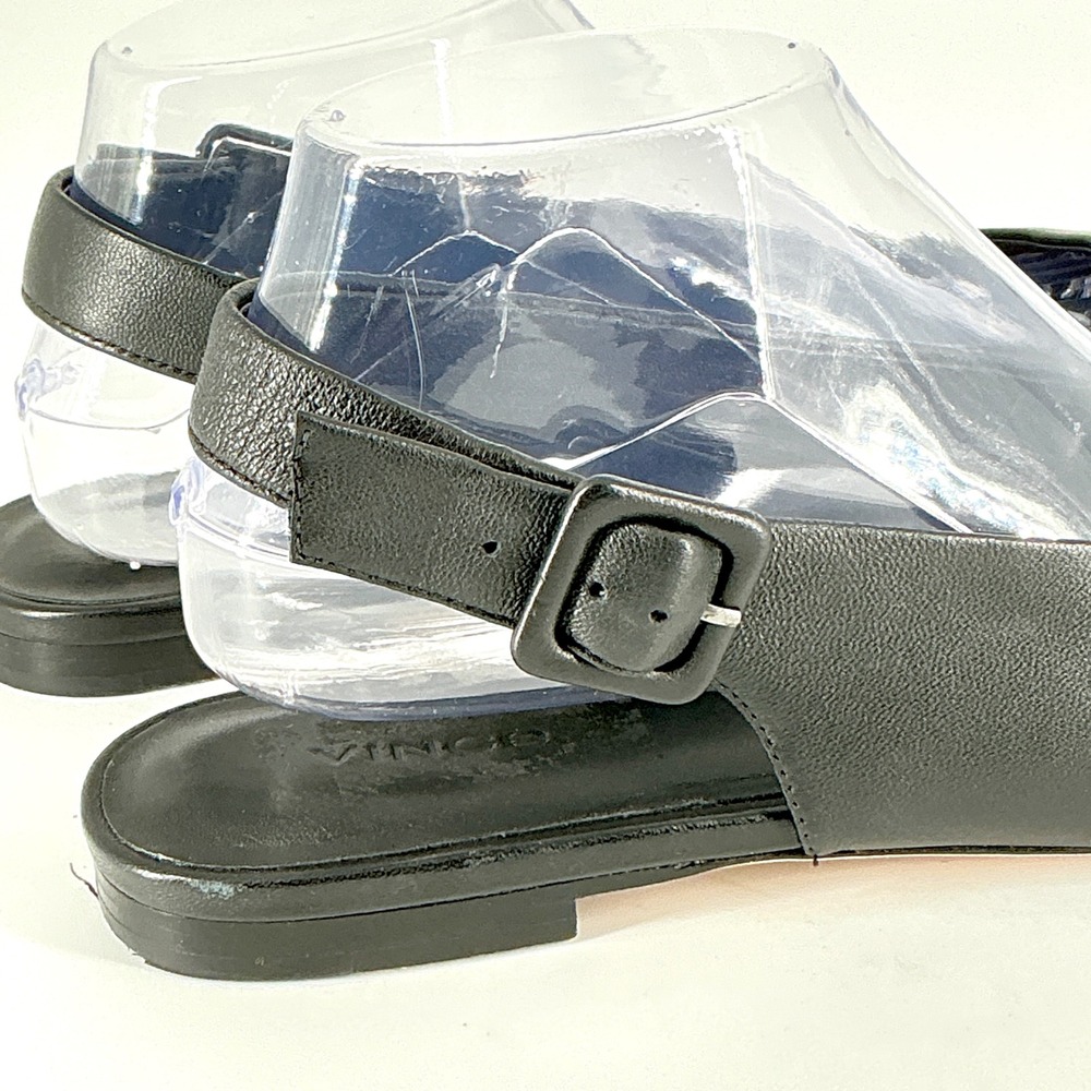 Vince Size 9 EUR 40 Black Leather Square Toe Slingback Flats Vida - Picture 7 of 12
